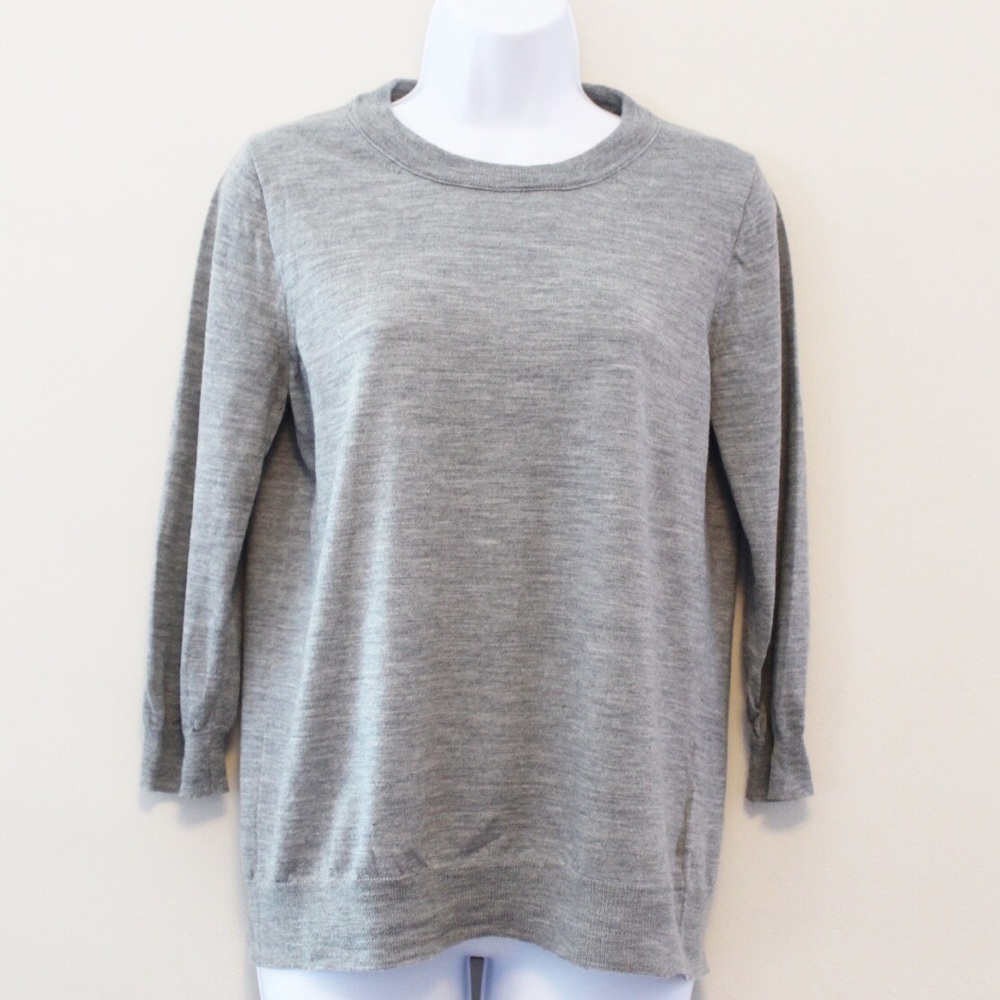 J Crew Heather Gray Merino Wool Sweater Medium